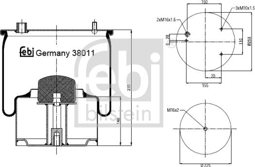 Febi Bilstein 38011 - Кожух пневматичної ресори autozip.com.ua