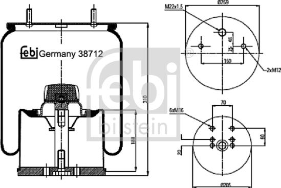 Febi Bilstein 38712 - Кожух пневматичної ресори autozip.com.ua