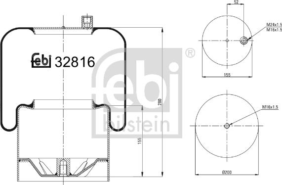 Febi Bilstein 32816 - Кожух пневматичної ресори autozip.com.ua