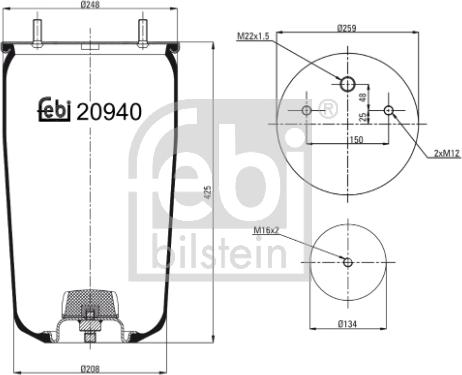 Febi Bilstein 20940 - Кожух пневматичної ресори autozip.com.ua