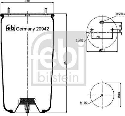 Febi Bilstein 20942 - Кожух пневматичної ресори autozip.com.ua