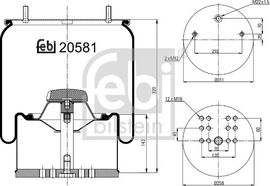 Febi Bilstein 20581 - Кожух пневматичної ресори autozip.com.ua