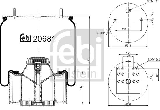 Febi Bilstein 20681 - Кожух пневматичної ресори autozip.com.ua