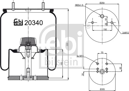 Febi Bilstein 20340 - Кожух пневматичної ресори autozip.com.ua