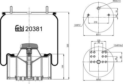 FEBI Bilstein 20381 - Кожух пневматичної ресори autozip.com.ua