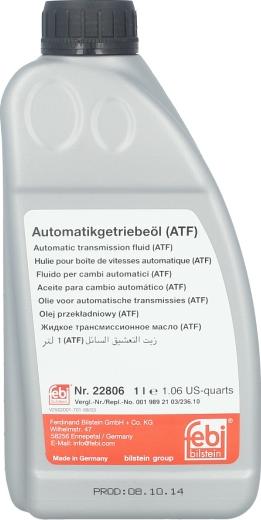 FEBI Bilstein 22806 - Масло автоматичної коробки передач autozip.com.ua