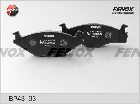 Fenox BP43193 - Гальмівні колодки, дискові гальма autozip.com.ua
