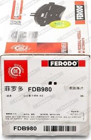 Ferodo FDB980 - Гальмівні колодки, дискові гальма autozip.com.ua