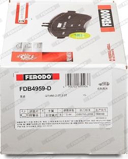 Ferodo FDB4959-D - Гальмівні колодки, дискові гальма autozip.com.ua