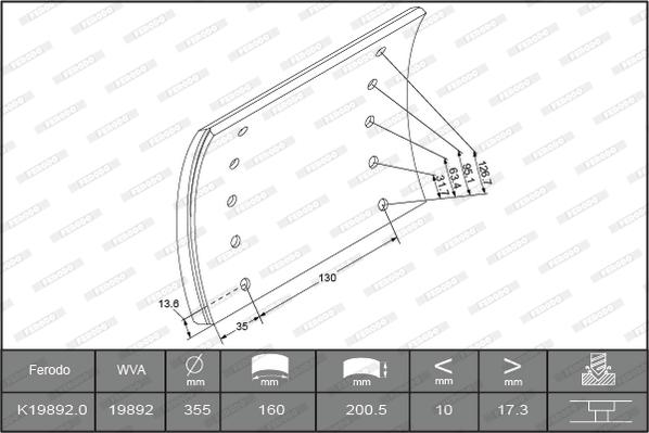 Ferodo K19892.0TG - Комплект гальмівних черевиків, барабанні гальма autozip.com.ua