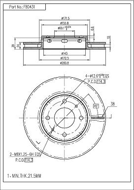 FI.BA FBD431 - Гальмівний диск autozip.com.ua