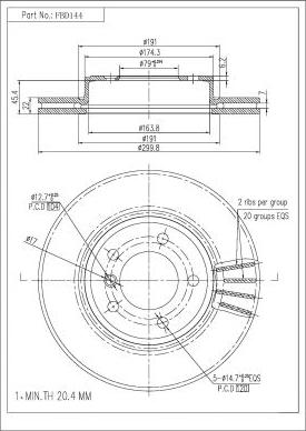 FI.BA FBD144 - Гальмівний диск autozip.com.ua