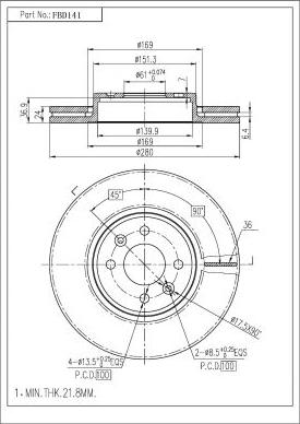 FI.BA FBD141 - Гальмівний диск autozip.com.ua