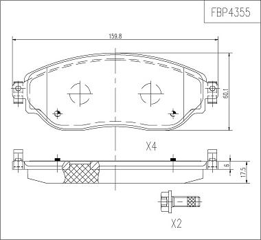 FI.BA FBP4355 - Гальмівні колодки, дискові гальма autozip.com.ua