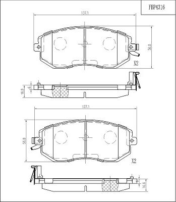 FI.BA FBP4316 - Гальмівні колодки, дискові гальма autozip.com.ua