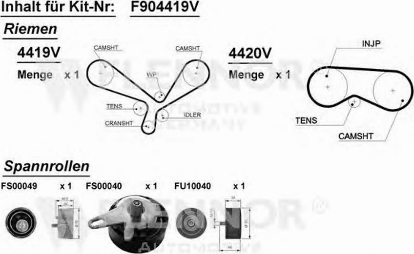 Flennor F904419V - Комплект ременя ГРМ autozip.com.ua