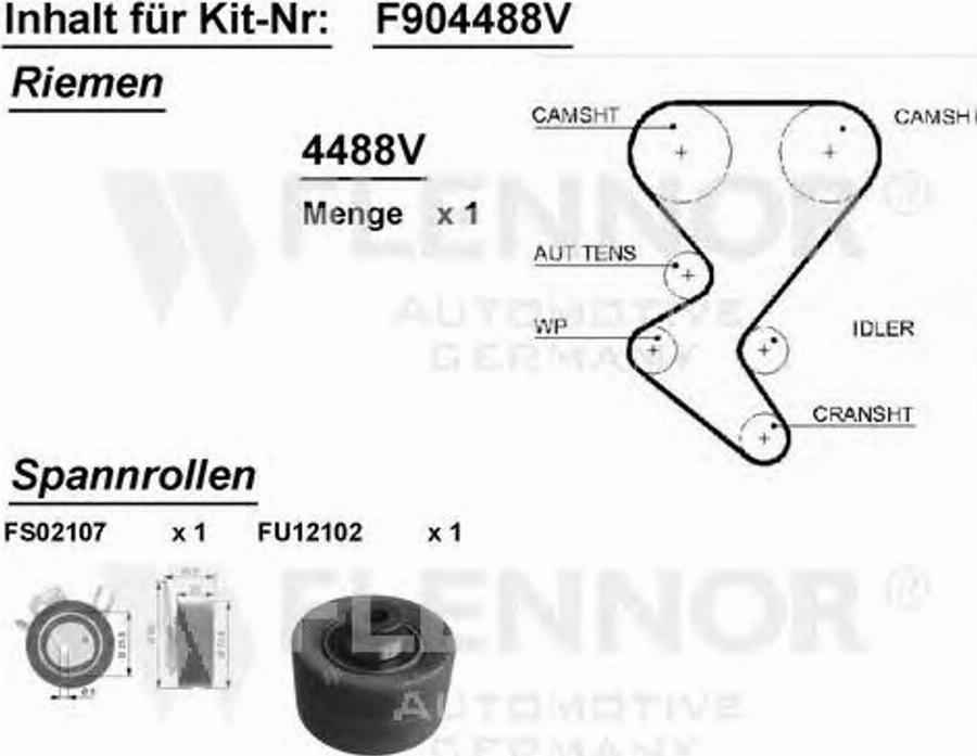 Flennor F904488V - Комплект ременя ГРМ autozip.com.ua