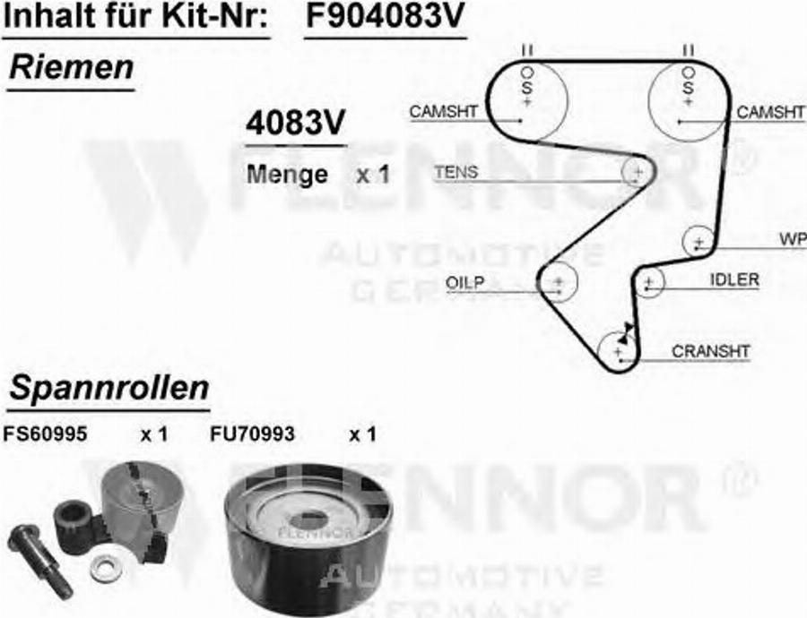 Flennor F904083V - Комплект ременя ГРМ autozip.com.ua