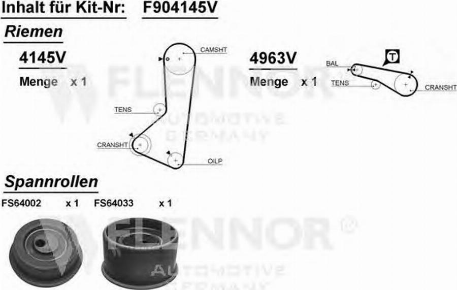 Flennor F904145V - Комплект ременя ГРМ autozip.com.ua