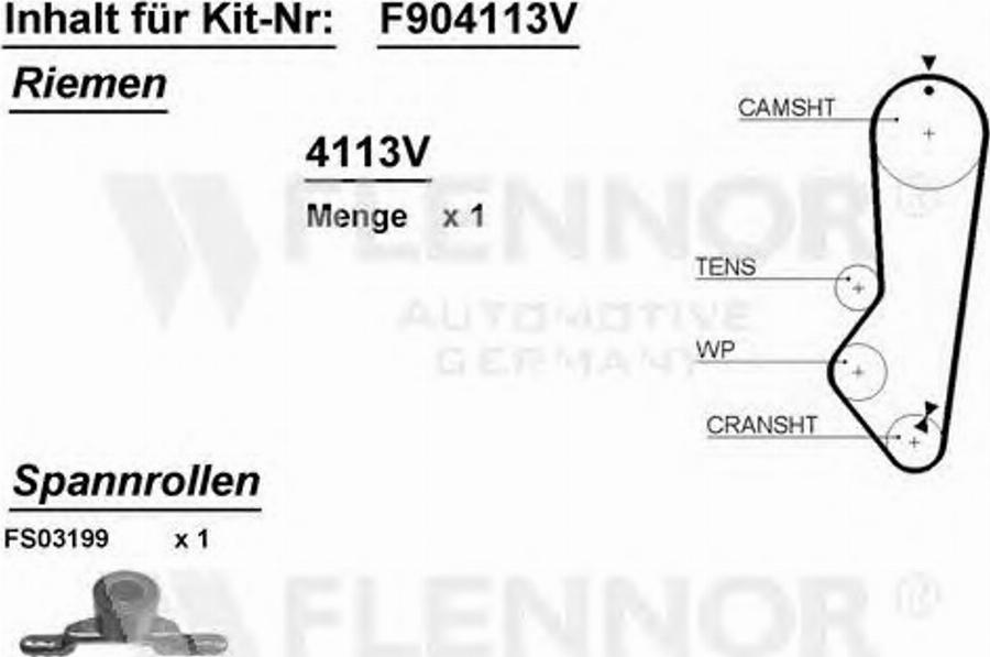 Flennor F904113V - Комплект ременя ГРМ autozip.com.ua