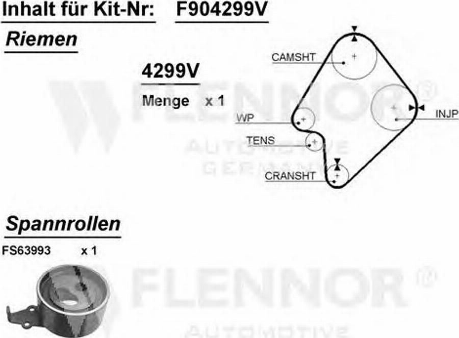 Flennor F904299V - Комплект ременя ГРМ autozip.com.ua