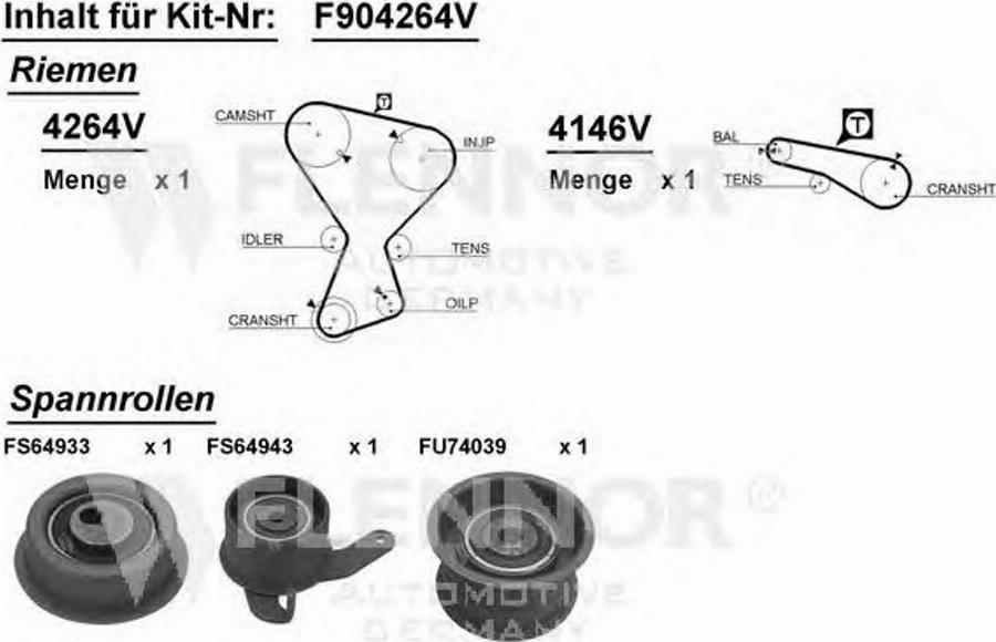 Flennor F904264V - Комплект ременя ГРМ autozip.com.ua