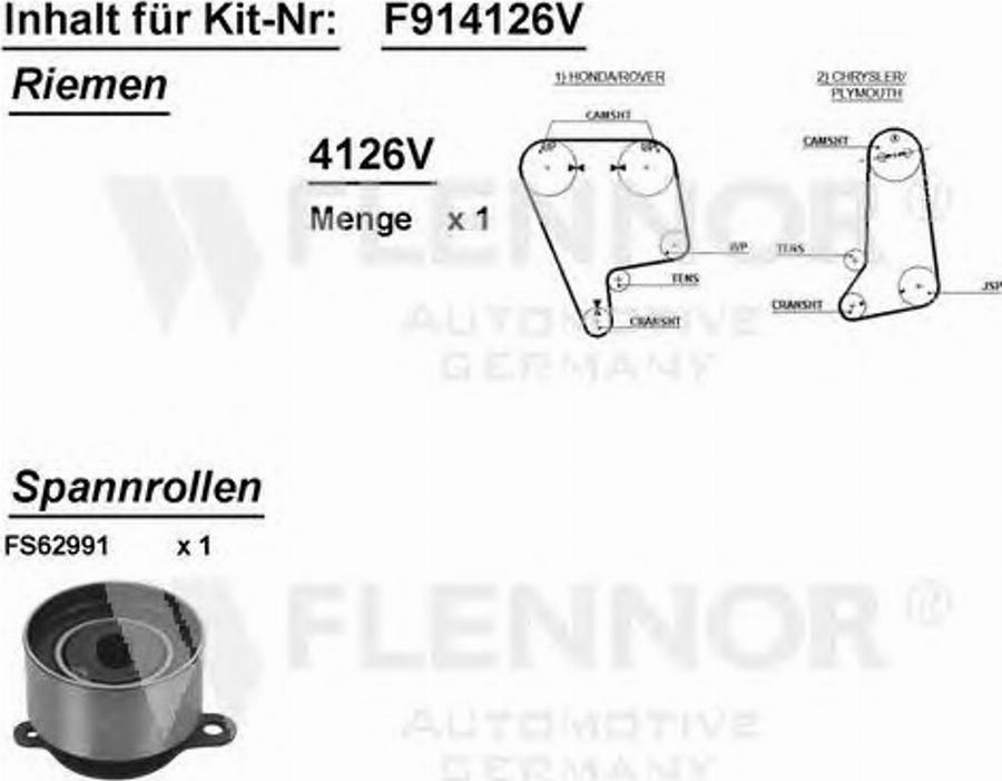 Flennor F914126V - Комплект ременя ГРМ autozip.com.ua