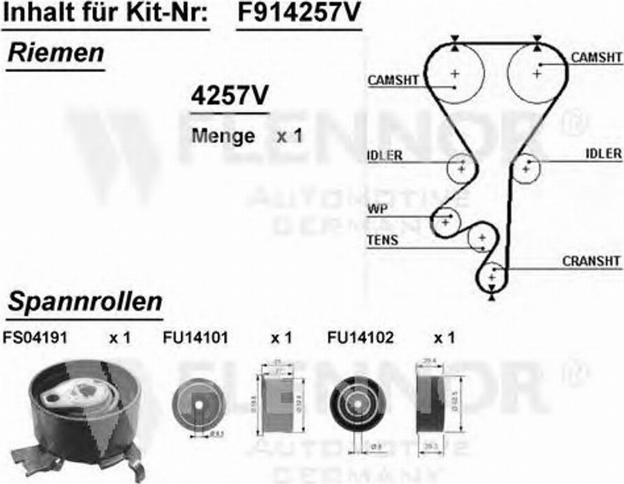 Flennor F914257V - Комплект ременя ГРМ autozip.com.ua