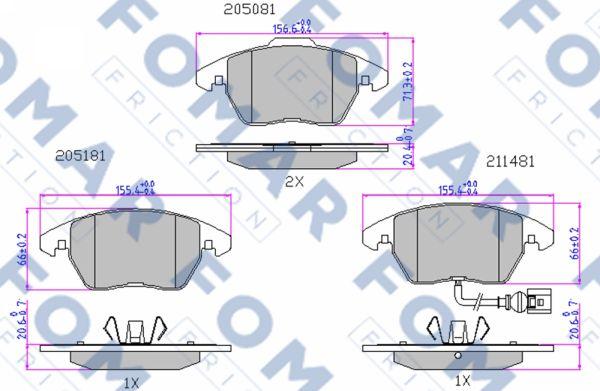 FOMAR Friction FO 912981 - Гальмівні колодки, дискові гальма autozip.com.ua