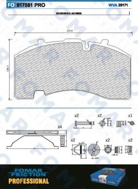 FOMAR Friction FO 917581 - Гальмівні колодки, дискові гальма autozip.com.ua