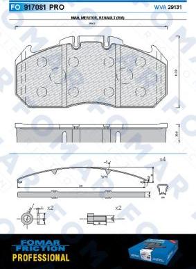 FOMAR Friction FO 917081 - Гальмівні колодки, дискові гальма autozip.com.ua
