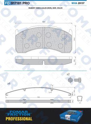 FOMAR Friction FO 917181 - Гальмівні колодки, дискові гальма autozip.com.ua