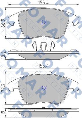 FOMAR Friction FO 930481 - Гальмівні колодки, дискові гальма autozip.com.ua