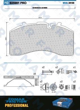 FOMAR Friction FO 925981 - Гальмівні колодки, дискові гальма autozip.com.ua