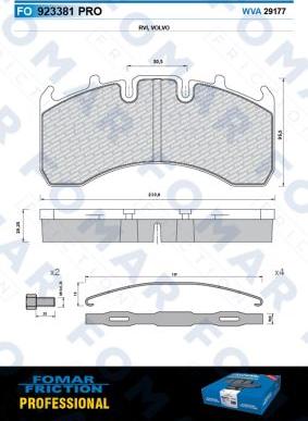 FOMAR Friction FO 923381 - Гальмівні колодки, дискові гальма autozip.com.ua