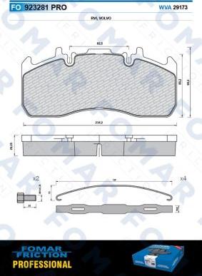 FOMAR Friction FO 923281 - Гальмівні колодки, дискові гальма autozip.com.ua