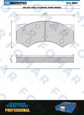 FOMAR Friction FO 494781 - Гальмівні колодки, дискові гальма autozip.com.ua