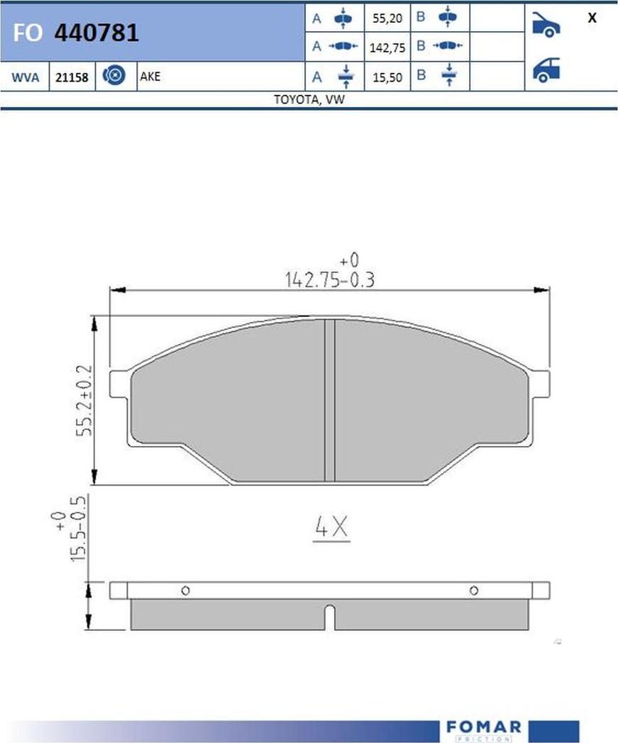 FOMAR Friction FO440781 - Гальмівні колодки, дискові гальма autozip.com.ua