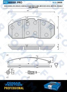 FOMAR Friction FO 468881 - Гальмівні колодки, дискові гальма autozip.com.ua