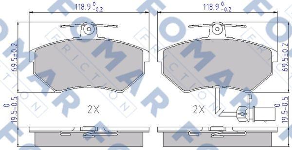 FOMAR Friction FO 689281 - Гальмівні колодки, дискові гальма autozip.com.ua