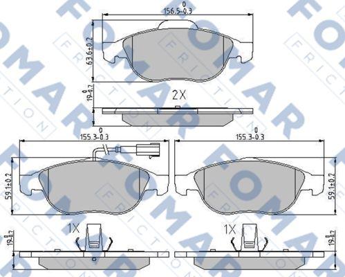 FOMAR Friction FO 688681 - Гальмівні колодки, дискові гальма autozip.com.ua