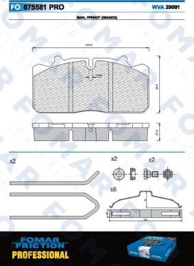 FOMAR Friction FO 675581 - Гальмівні колодки, дискові гальма autozip.com.ua