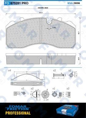 FOMAR Friction FO 675281 - Гальмівні колодки, дискові гальма autozip.com.ua