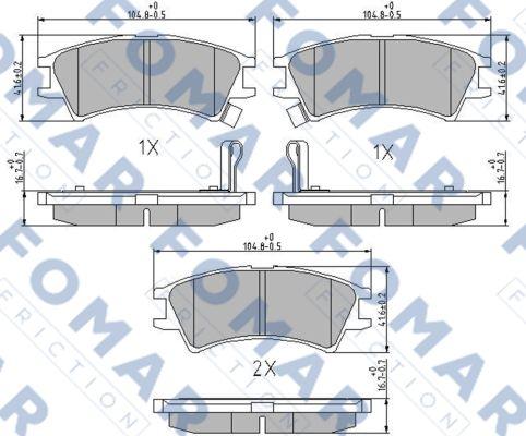 FOMAR Friction FO 673681 - Гальмівні колодки, дискові гальма autozip.com.ua