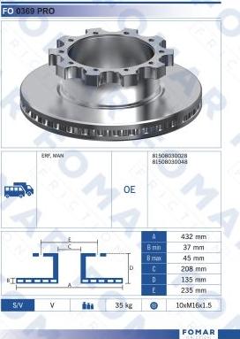 FOMAR Friction FO 0369 PRO - Гальмівний диск autozip.com.ua