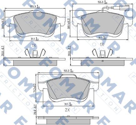 FOMAR Friction FO 894881 - Гальмівні колодки, дискові гальма autozip.com.ua