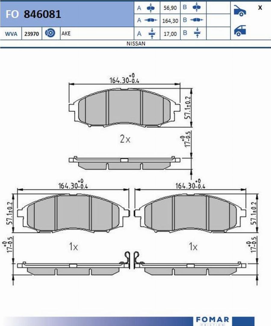 FOMAR Friction FO 846081 - Гальмівні колодки, дискові гальма autozip.com.ua
