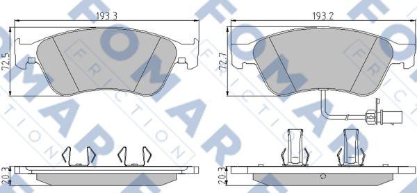 FOMAR Friction FO 858881 - Гальмівні колодки, дискові гальма autozip.com.ua