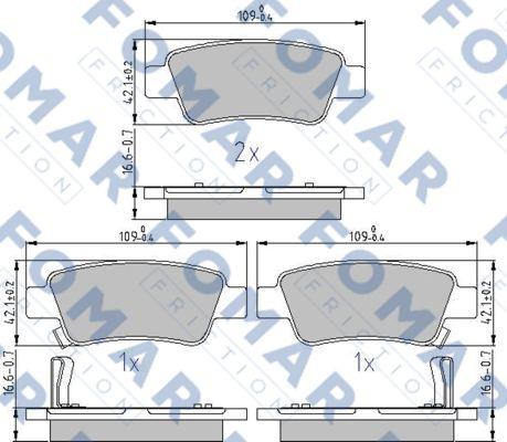 FOMAR Friction FO 874281 - Гальмівні колодки, дискові гальма autozip.com.ua