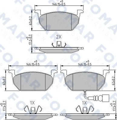 FOMAR Friction FO 264981 - Гальмівні колодки, дискові гальма autozip.com.ua